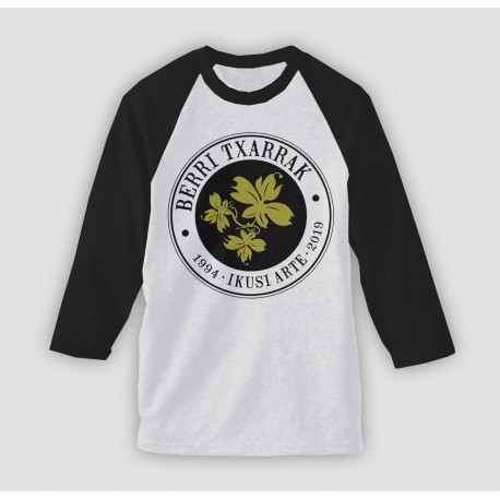 IKUSI ARTE BASEBALL kamiseta txuri-beltza