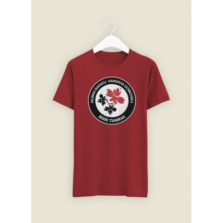 MUSIKA MAITATU FAXISMOA GORROTATU kamiseta GORRIA (Cardinal Red)